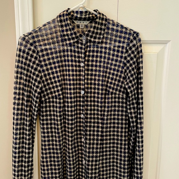 CAbi long sleeved blouse - size XS - navy and cream pattern - Picture 1 of 6